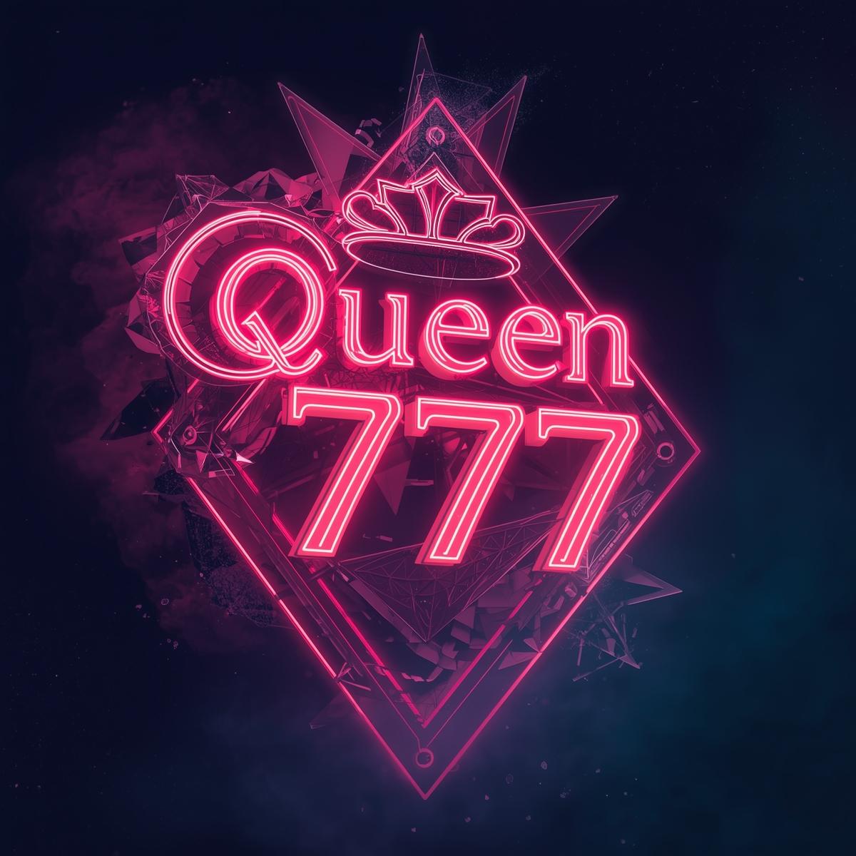 帮我设计 Queen 777的logo 我想要有霓虹灯的感觉 (1)